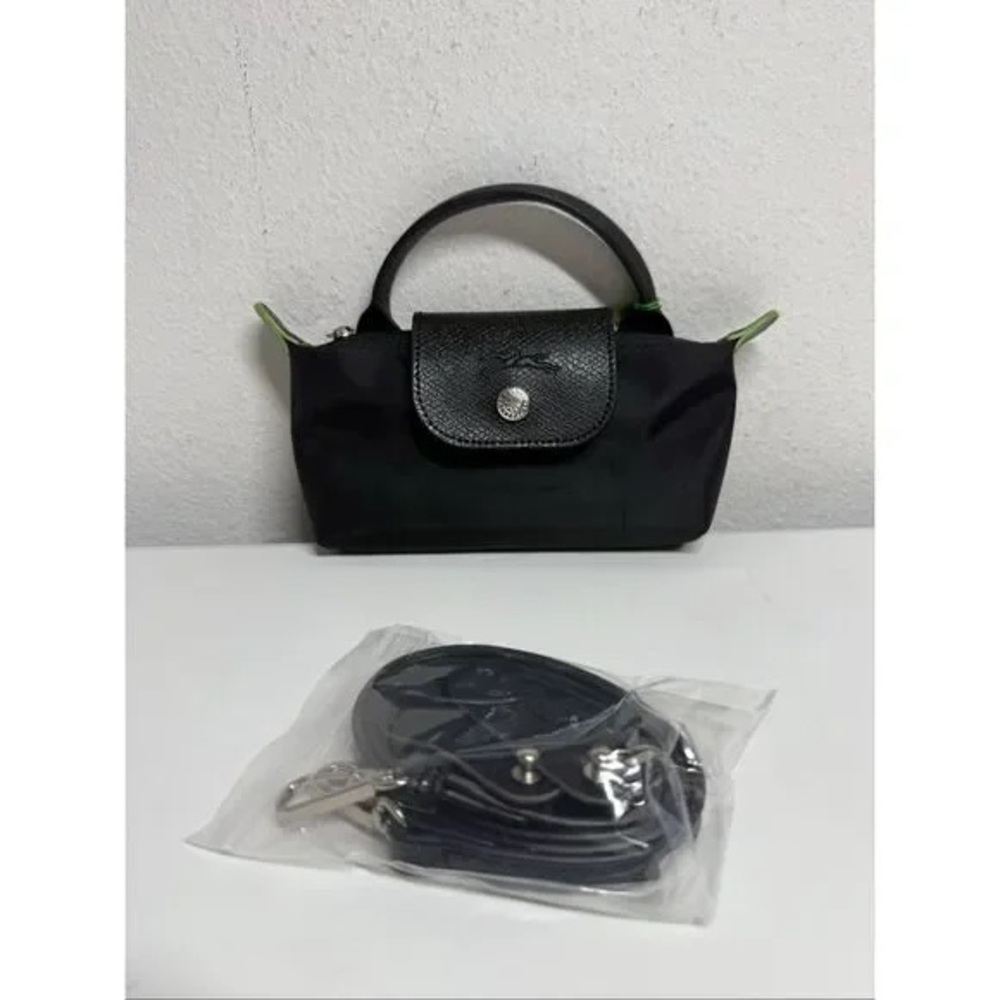 Longchamp Black Mini Bag with Green Accents🖤🖤